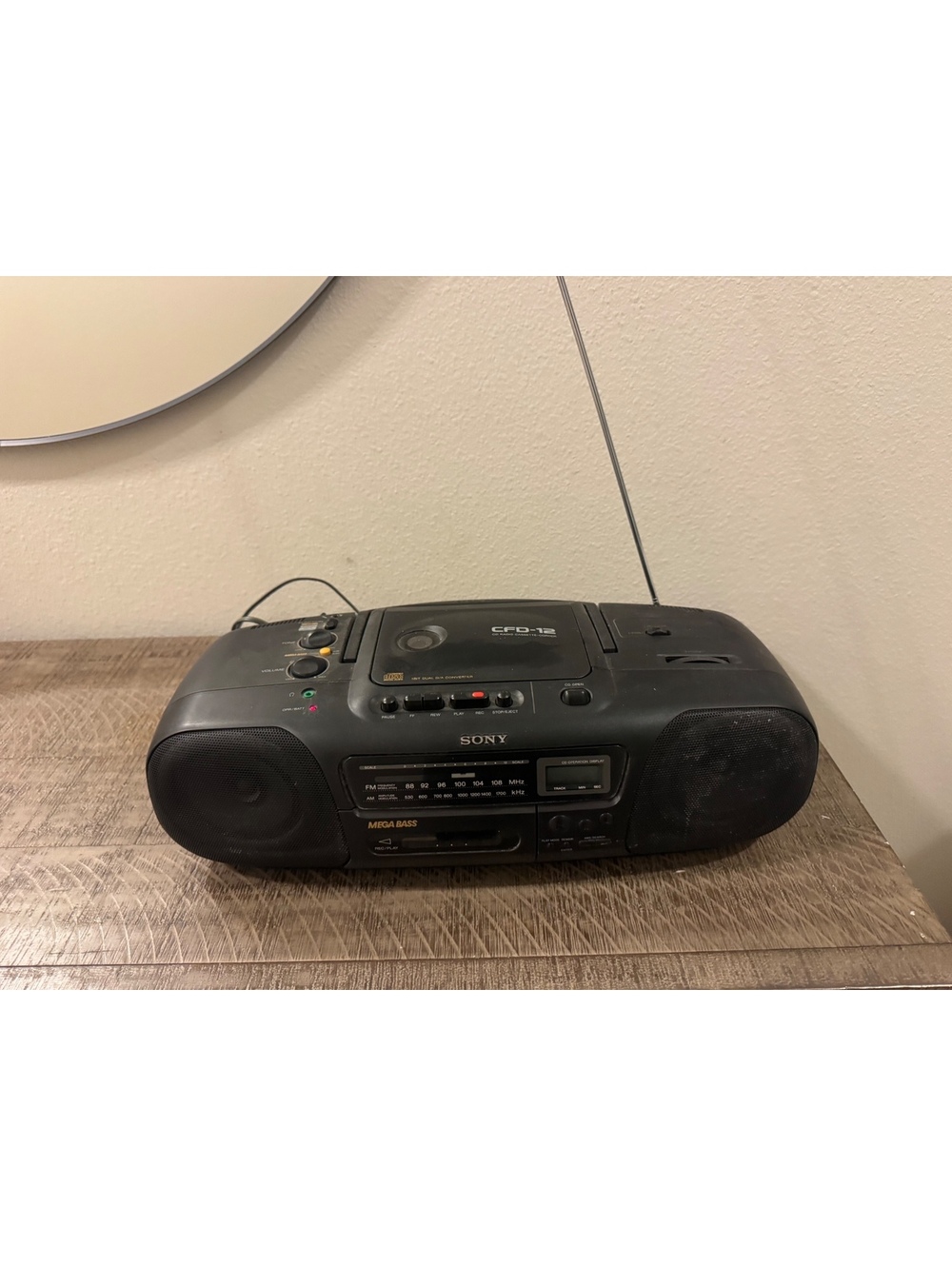 Vintage Sony CFD-12 Boombox CD Cassette AM/FM Radio Mega Bass Tested Working